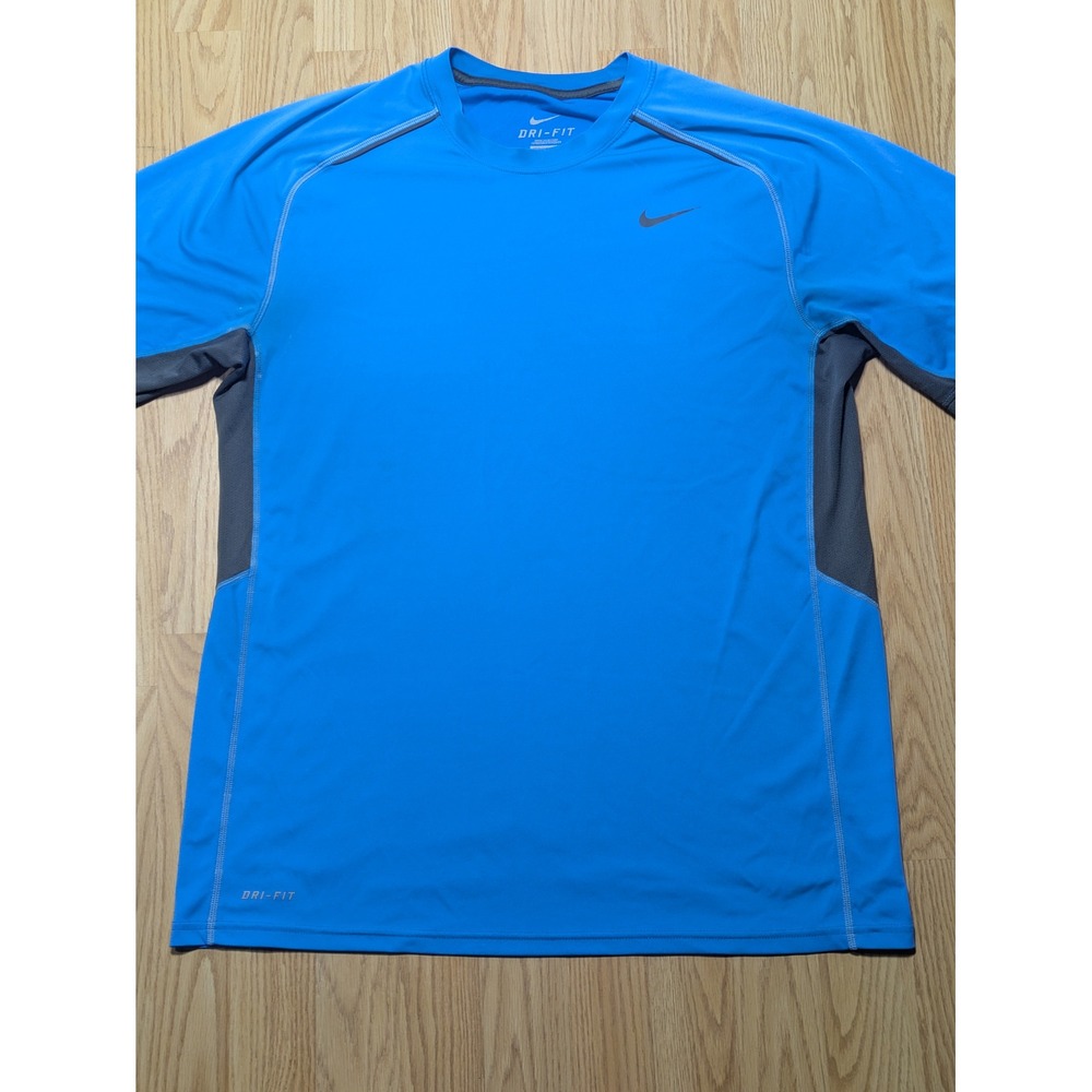 Nike Mens Dri-Fit Short Sleeve Performance Athletic Shirt Blue Large
